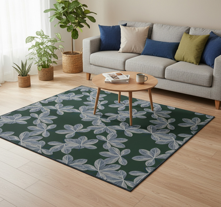 Tapete vinílico flores e plantas design de folhas escuras - TenStickers