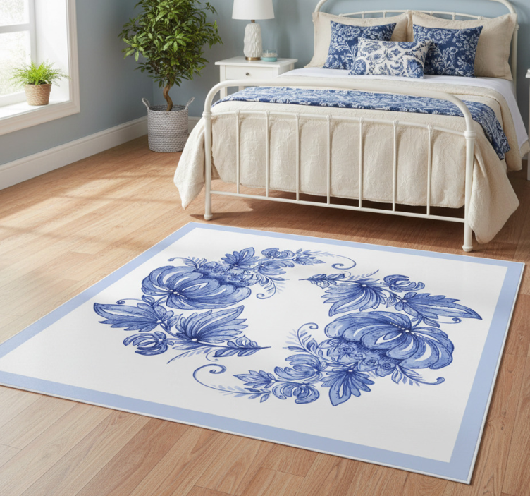 Tapete vinílico flores e plantas design floral azul - TenStickers