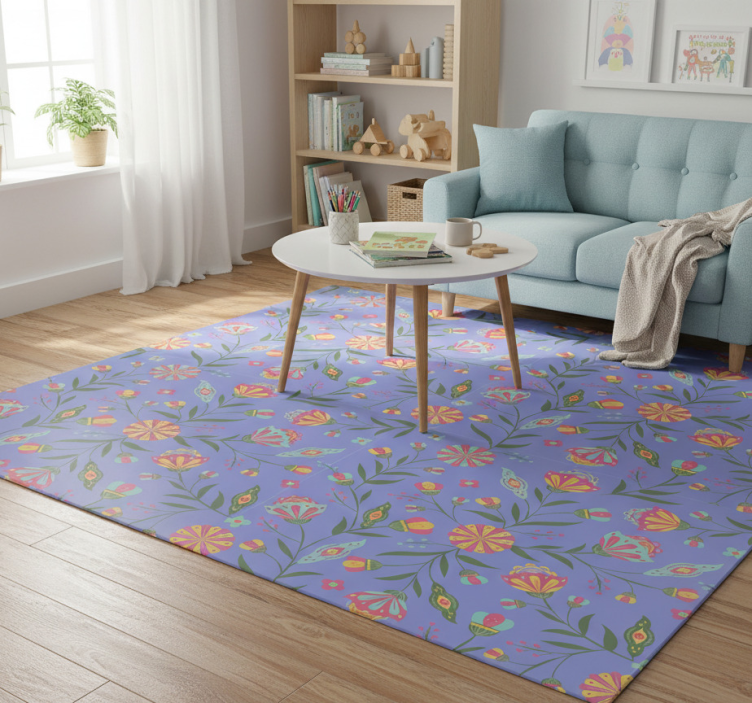 Tapete vinílico flores e plantas design fofo para crianças - TenStickers