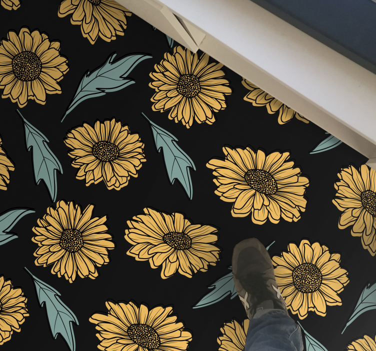 Tapete vinílico flores e plantas elegância do girassol - TenStickers