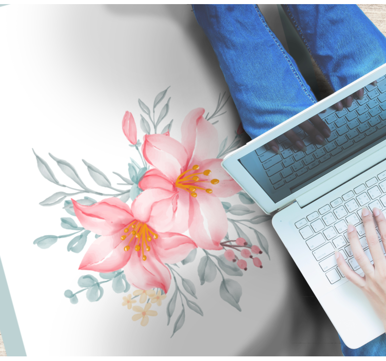 Tapete vinílico flores e plantas elegância floral rosa - TenStickers