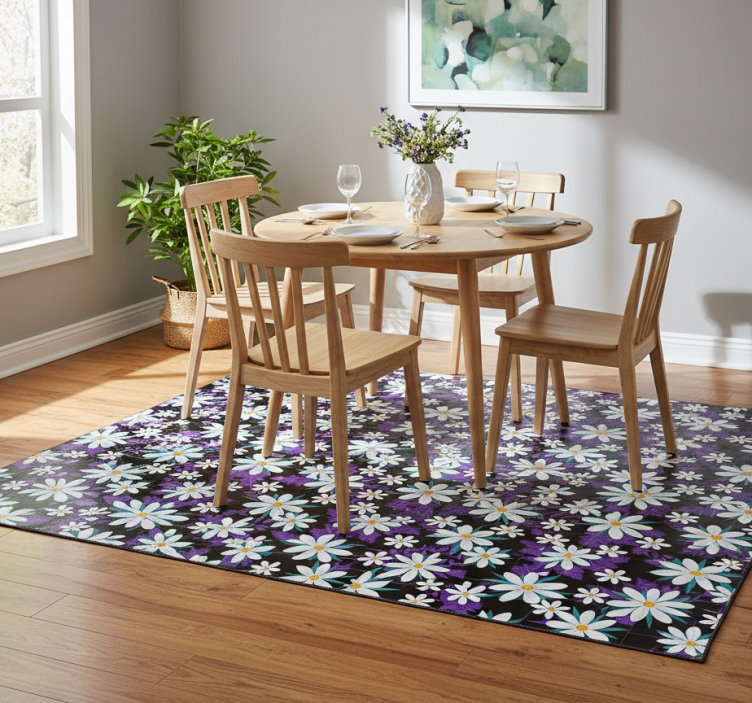 Tapete vinílico flores e plantas em fundo preto - TenStickers