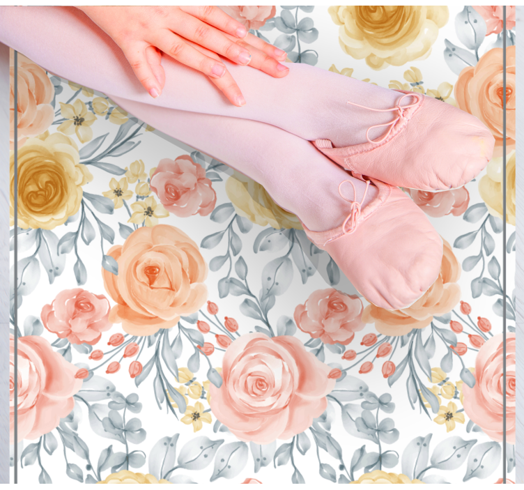 Tapete vinílico flores e plantas em tons de rosa - TenStickers