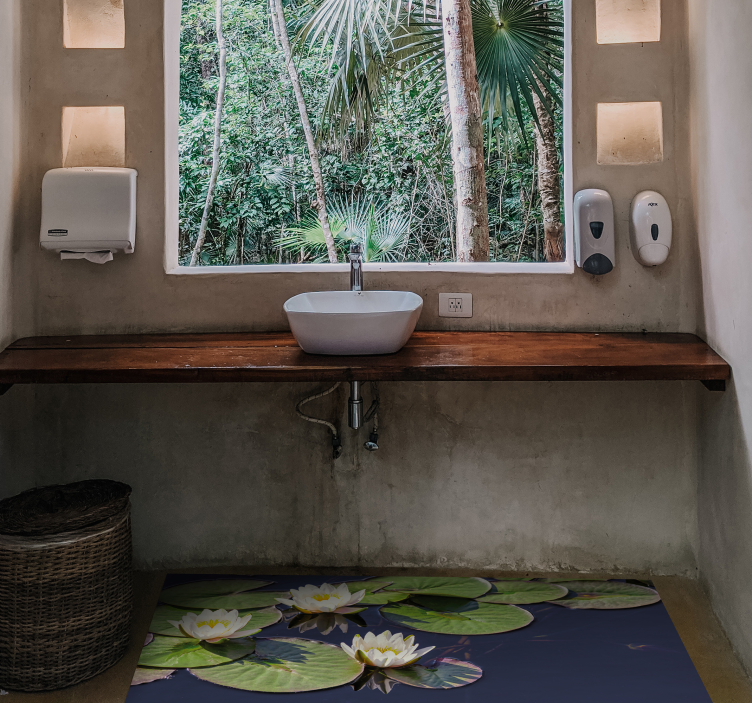 Tapete vinílico flores e plantas emblema de nenúfar - TenStickers