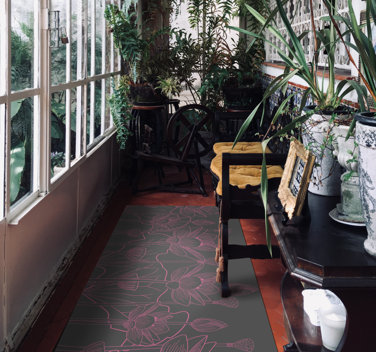 Tapete vinílico flores e plantas esboço de contorno floral - TenStickers