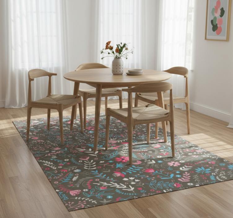 Tapete vinílico flores e plantas estampa floral colorida - TenStickers