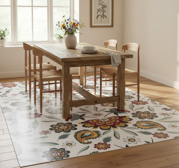 Tapete vinílico flores e plantas estilo floral étnico - TenStickers