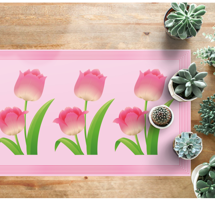 Tapete vinílico flores e plantas exibição de tulipas rosa - TenStickers