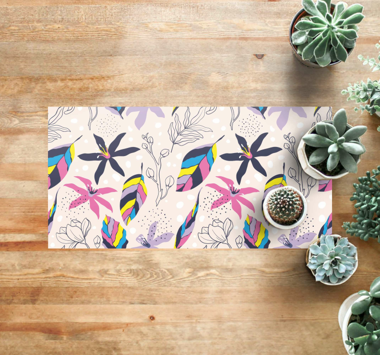 Tapete vinílico flores e plantas fantasia floral - TenStickers