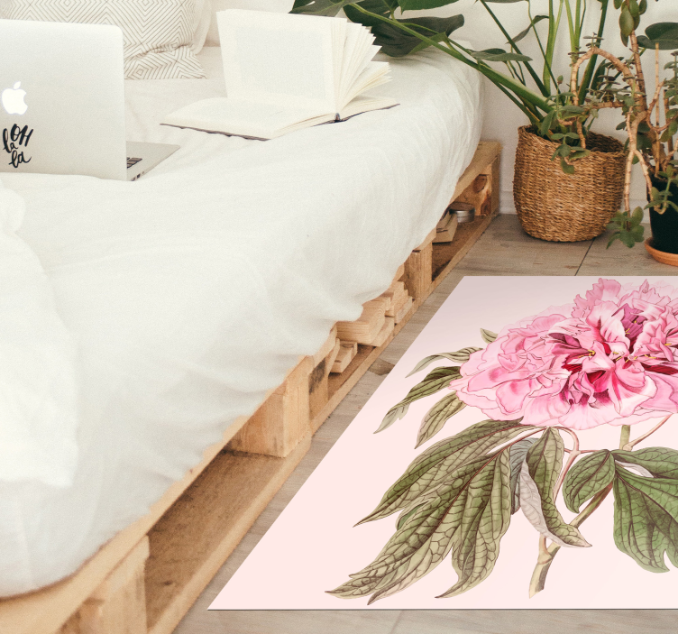 Tapete vinílico flores e plantas flor de peônia rosa - TenStickers