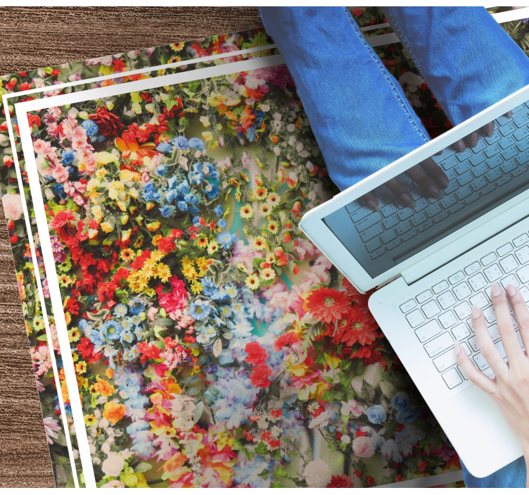 Tapete vinílico natureza motivo floral colorido - TenStickers