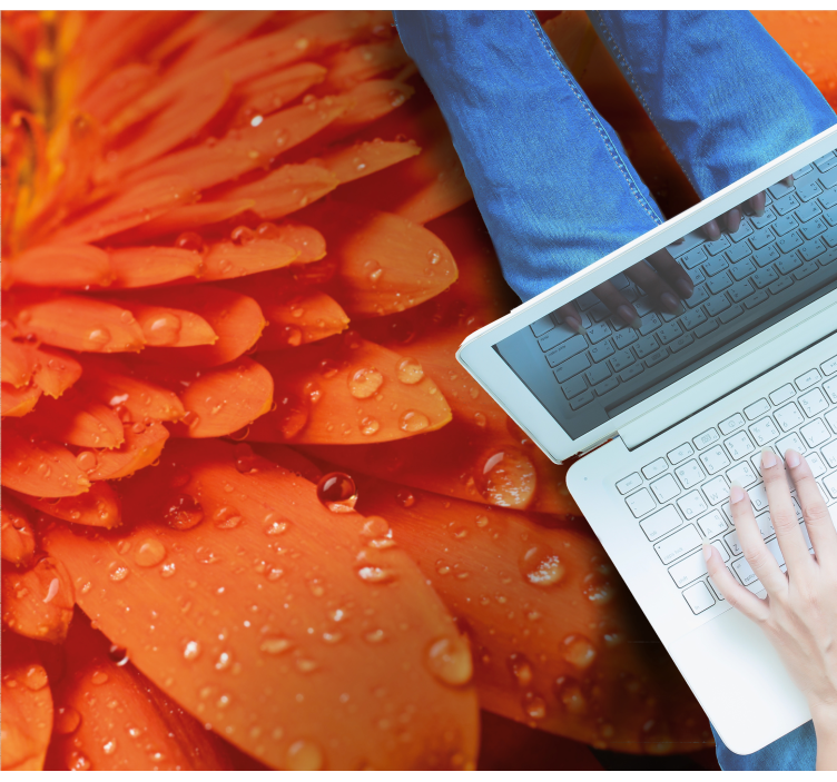 Tapete vinílico flores e plantas pétalas laranja brilhantes - TenStickers