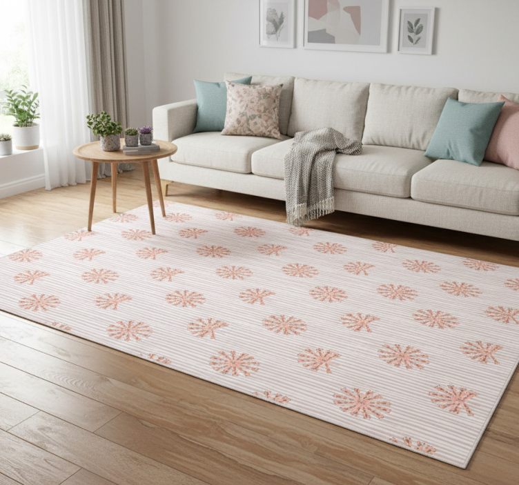 Tapete vinílico flores e plantas flor rosa pastel geométrica - TenStickers