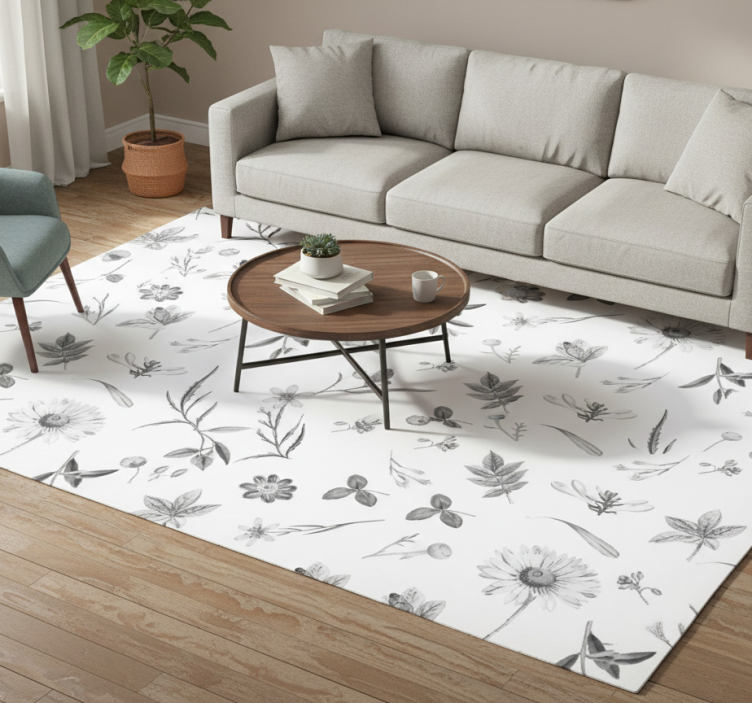 Tapete vinílico flores e plantas flores cinzas - TenStickers