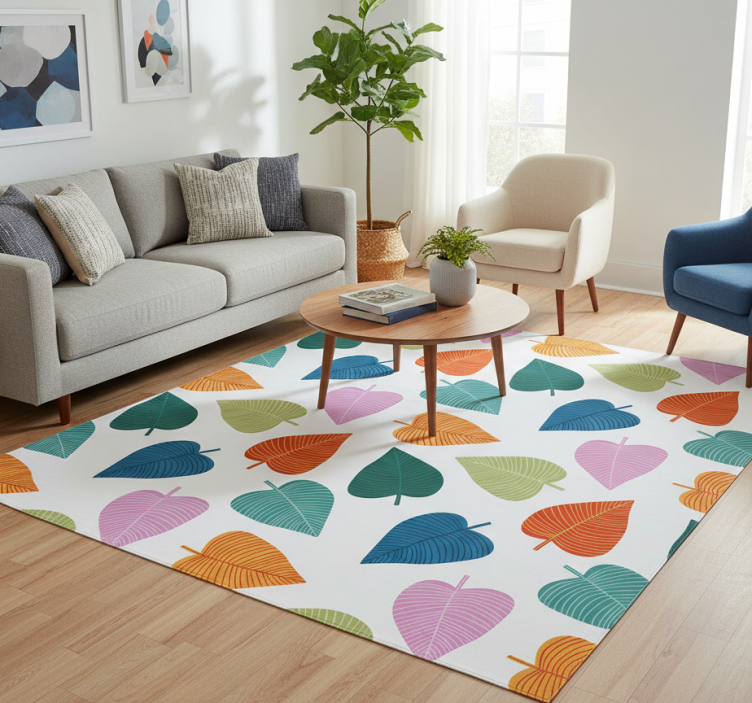 Tapete vinílico flores e plantas folhas coloridas originais - TenStickers