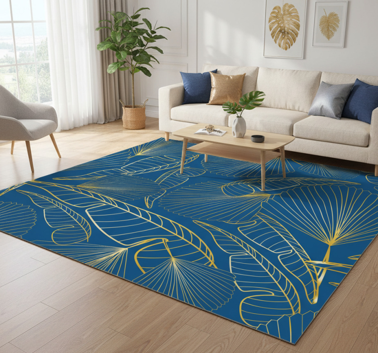 Tapete vinílico flores e plantas folhas douradas - TenStickers