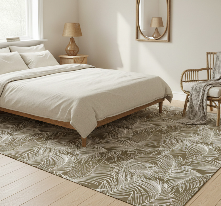 Tapete vinílico flores e plantas folhas marrons elegantes - TenStickers