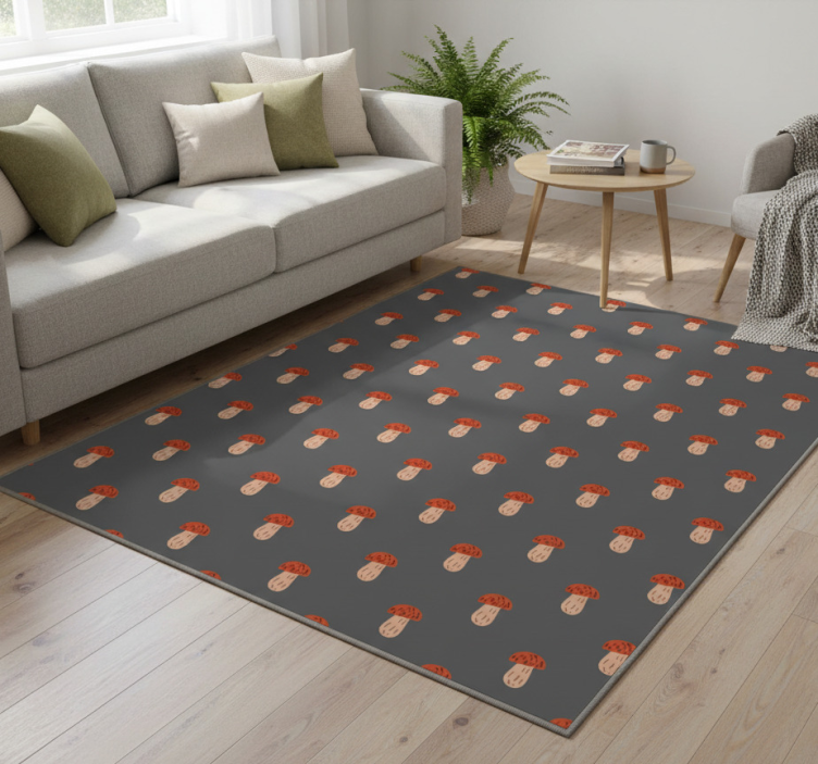 Tapete vinílico flores e plantas fundo cinza cogumelos - TenStickers