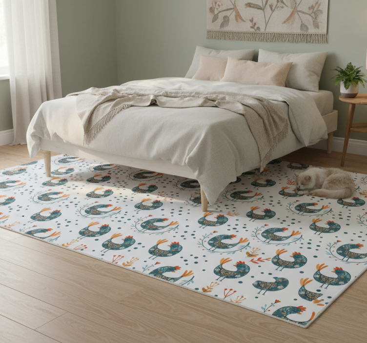 Tapete vinílico flores e plantas galinhas e flores - TenStickers