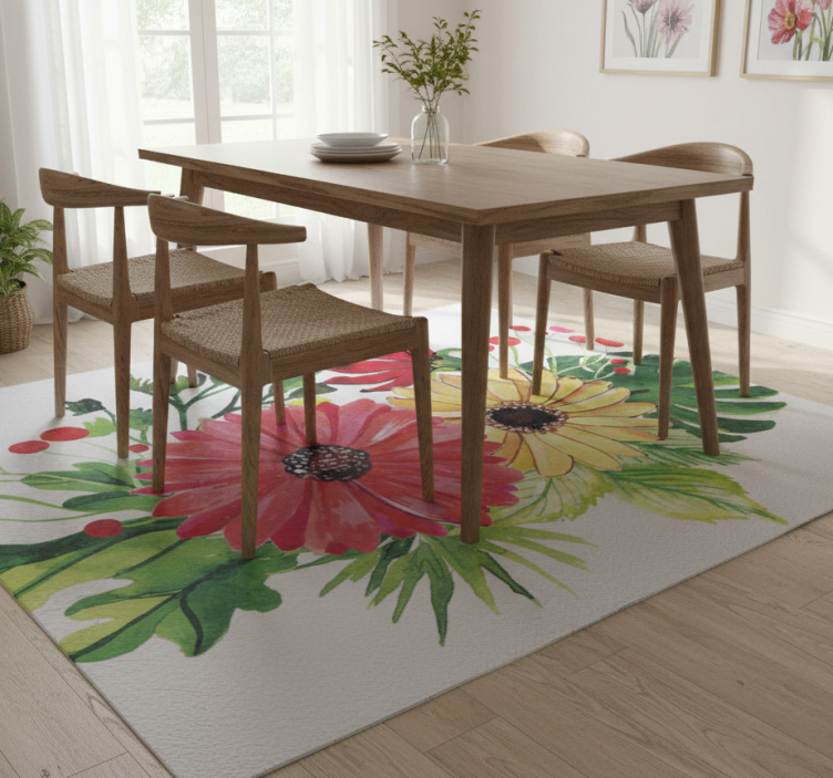 Tapete vinílico flores e plantas design horizontal elegante - TenStickers