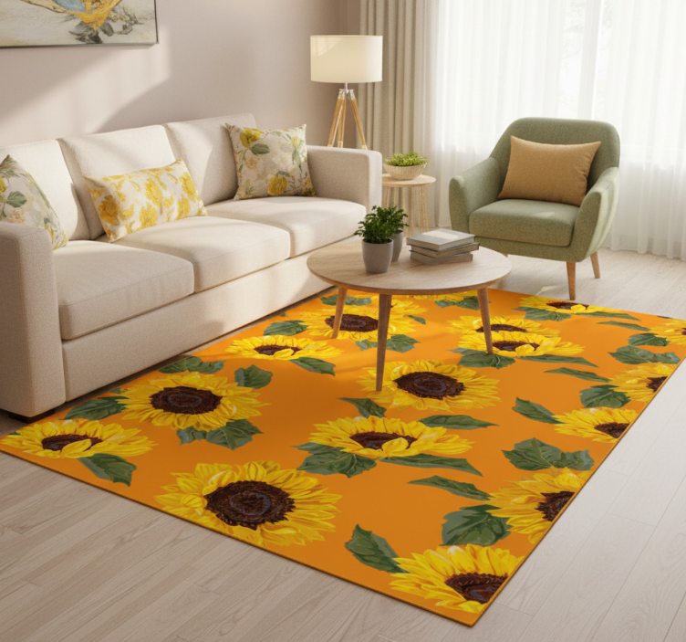 Tapete vinílico flores e plantas girassol laranja - TenStickers