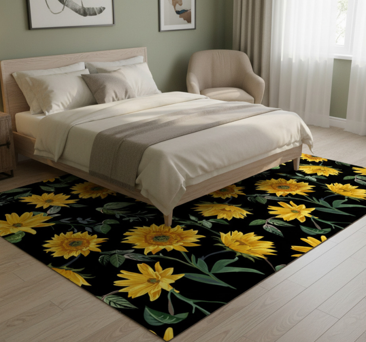 Tapete vinílico flores e plantas girassol vintage - TenStickers
