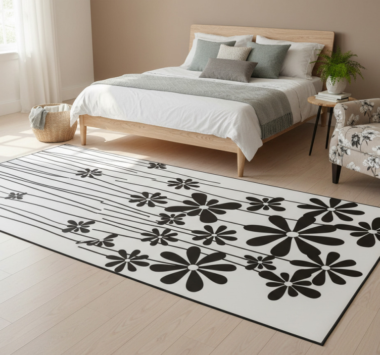 Tapete vinílico flores e plantas grandes pretas - TenStickers