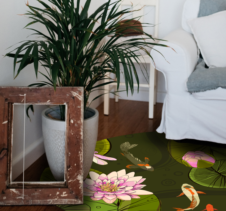 Tapete vinílico flores e plantas ilustração da fauna de lago - TenStickers