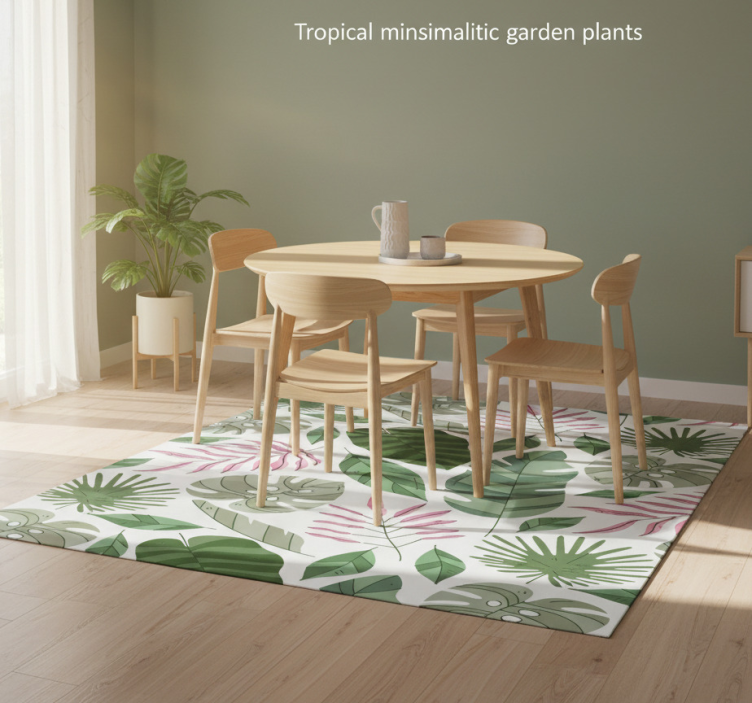 Tapete vinílico flores e plantas jardim minimalista tropical - TenStickers