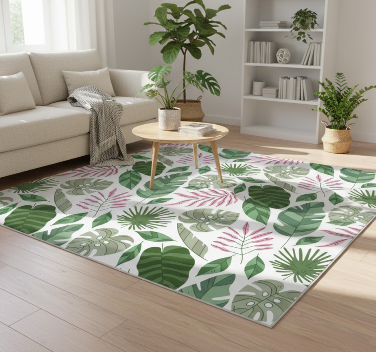 Tapete vinílico flores e plantas jardim tropical minimalista - TenStickers