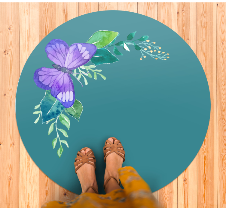 Tapete vinílico flores e plantas motivo botânico borboleta - TenStickers