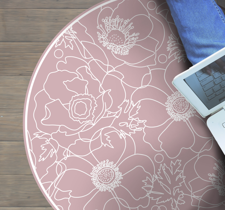 Tapete vinílico flores e plantas motivo de contorno floral - TenStickers