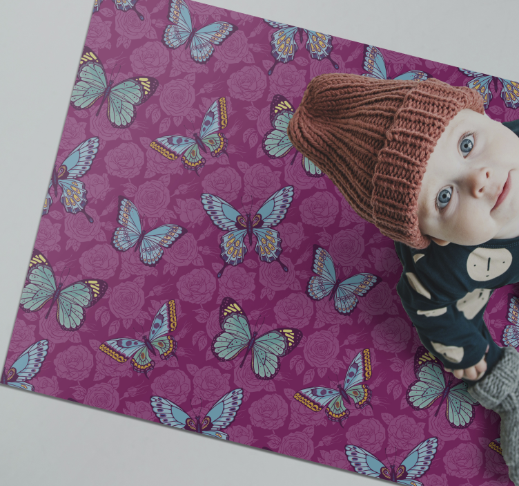 Tapete vinílico flores e plantas motivo floral de borboleta - TenStickers