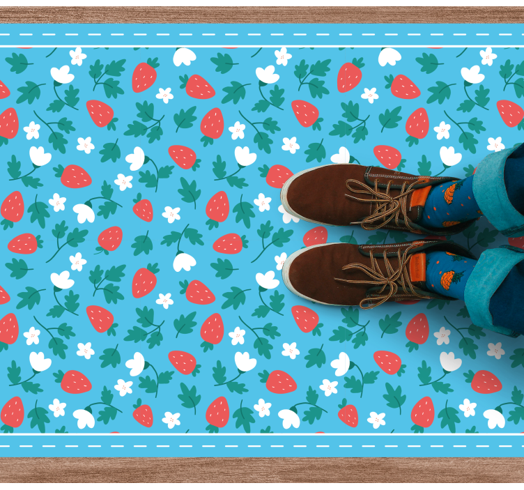 Tapete vinílico cozinha motivo floral de morango - TenStickers