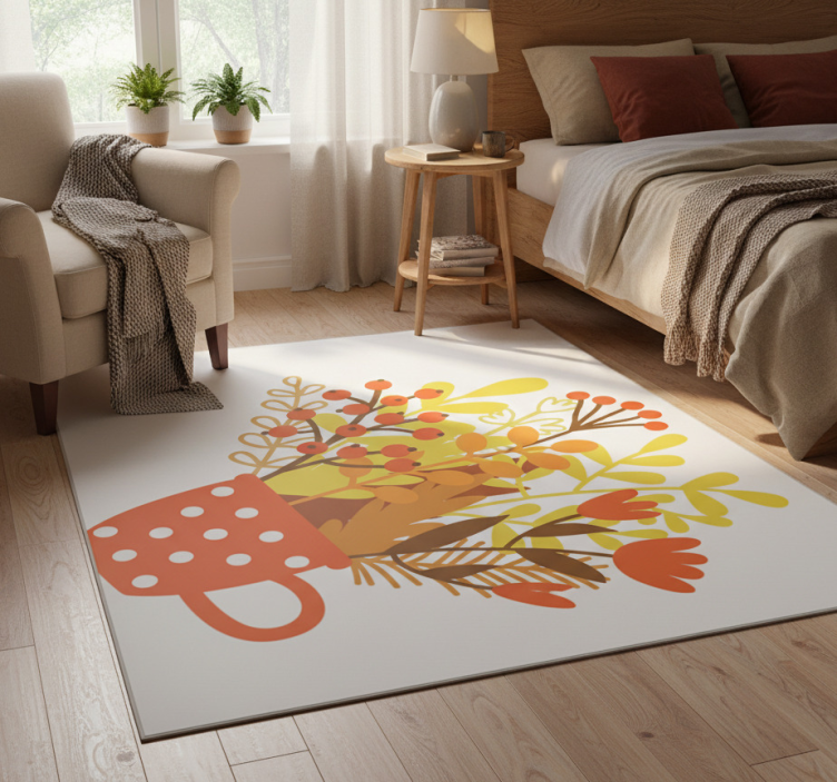 Tapete vinílico flores e plantas pote de outono - TenStickers