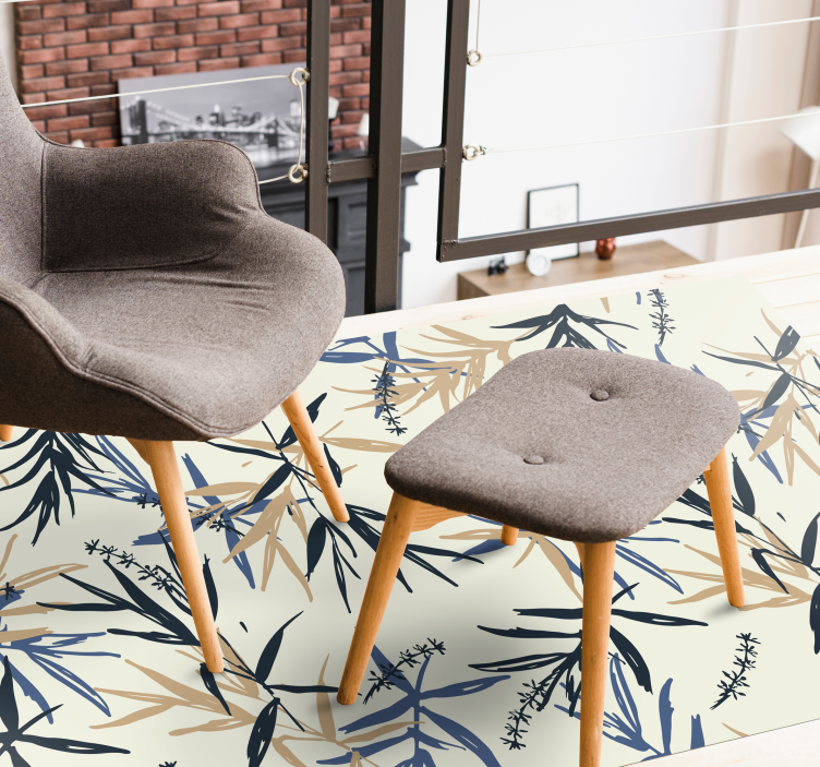 Tapete vinílico flores e plantas padrão de bambu botânico - TenStickers