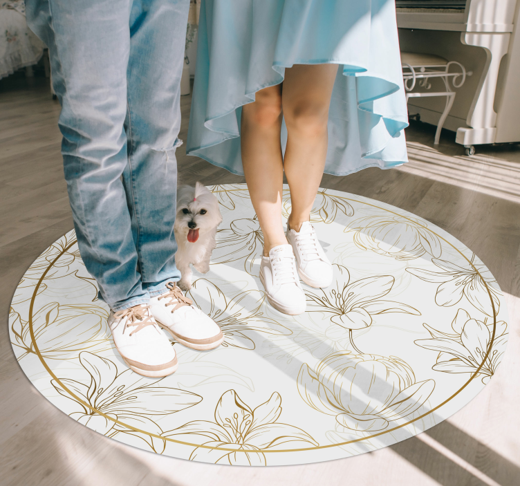 Tapete vinílico flores e plantas padrão de círculo floral - TenStickers