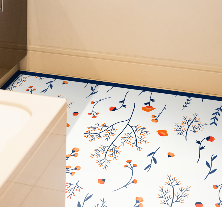 Tapete vinílico flores e plantas padrão de ramos florais - TenStickers