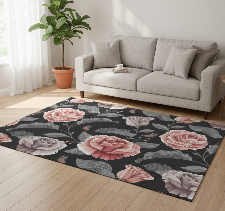 Tapete vinílico flores e plantas padrão de rosas - TenStickers
