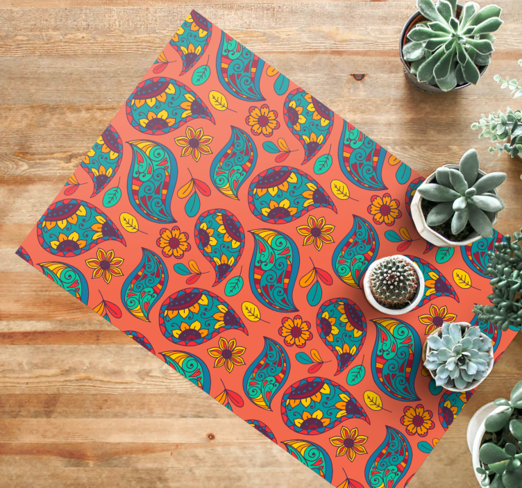 Tapete vinílico flores e plantas padrão floral paisley - TenStickers