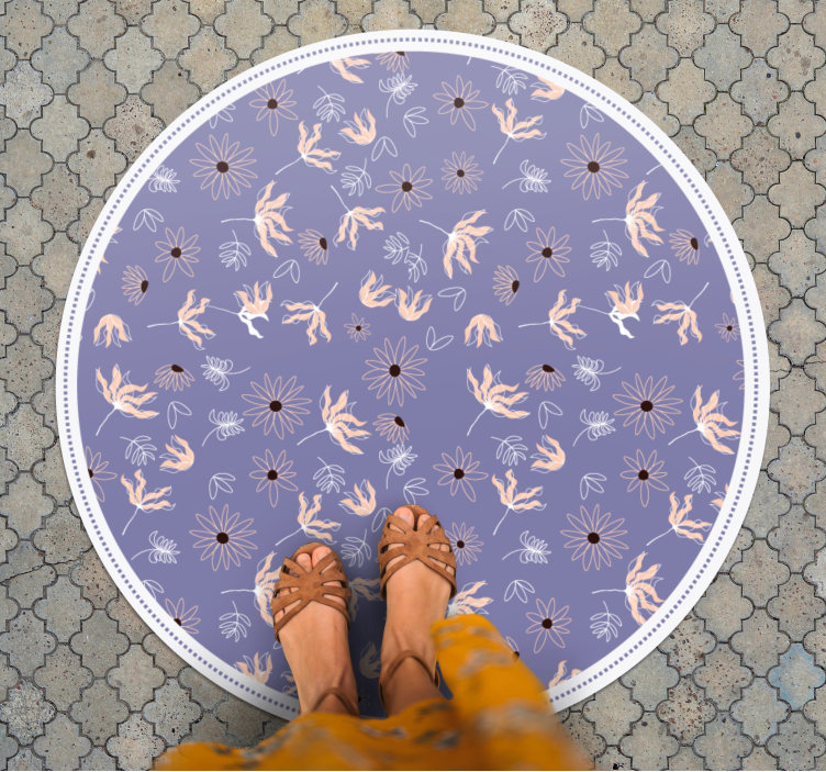 Tapete vinílico flores e plantas padrão floral roxo - TenStickers