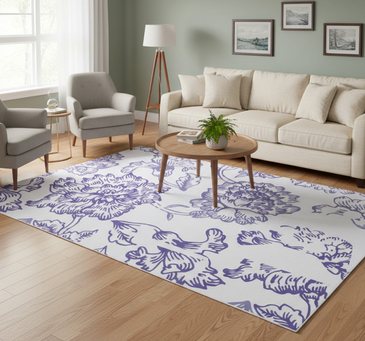 Tapete vinílico flores e plantas padrão floral roxo suave - TenStickers