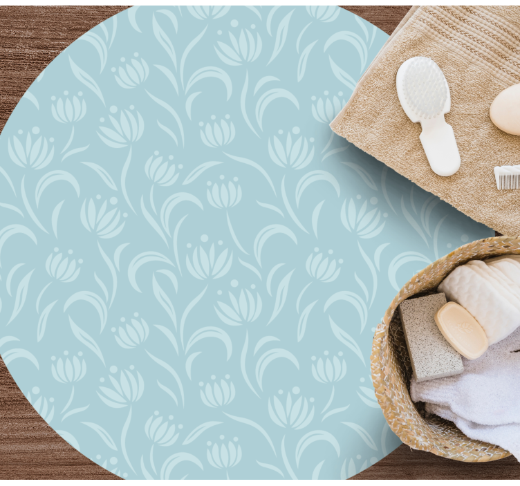 Tapete vinílico flores e plantas padrão suave azul - TenStickers