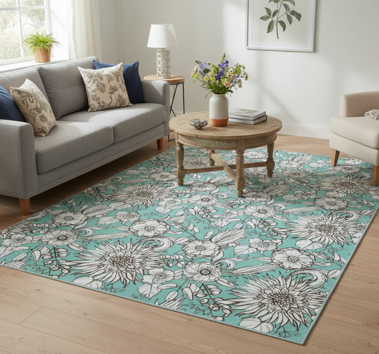 Tapete vinílico flores e plantas padrão girassol - TenStickers