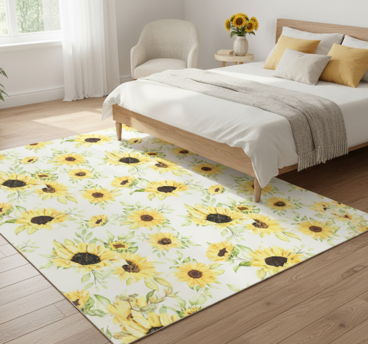 Tapete vinílico flores e plantas girassóis aquarelados - TenStickers