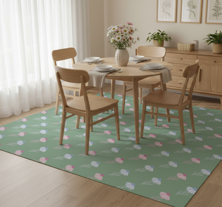 Tapete vinílico flores e plantas padrão margarida camomila - TenStickers