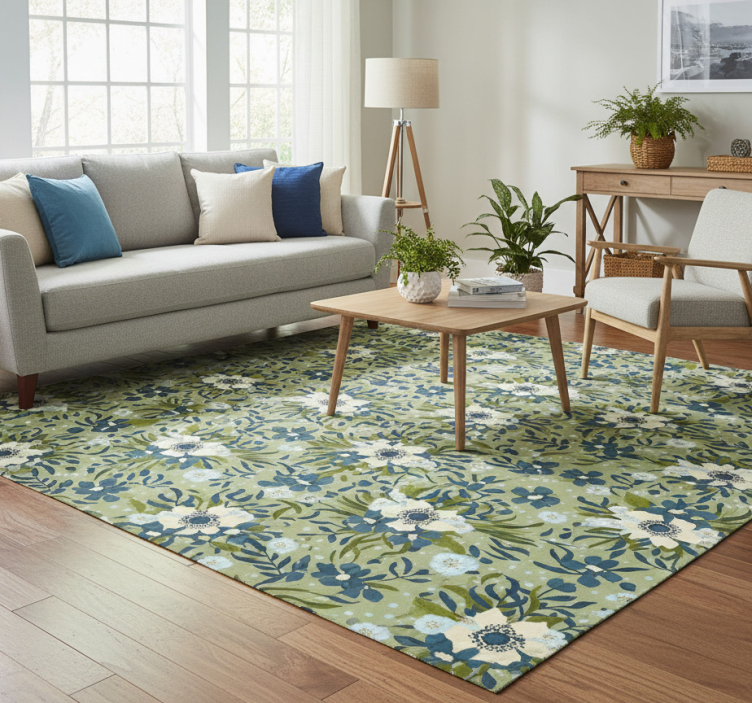 Tapete vinílico flores e plantas padrão natural floral - TenStickers