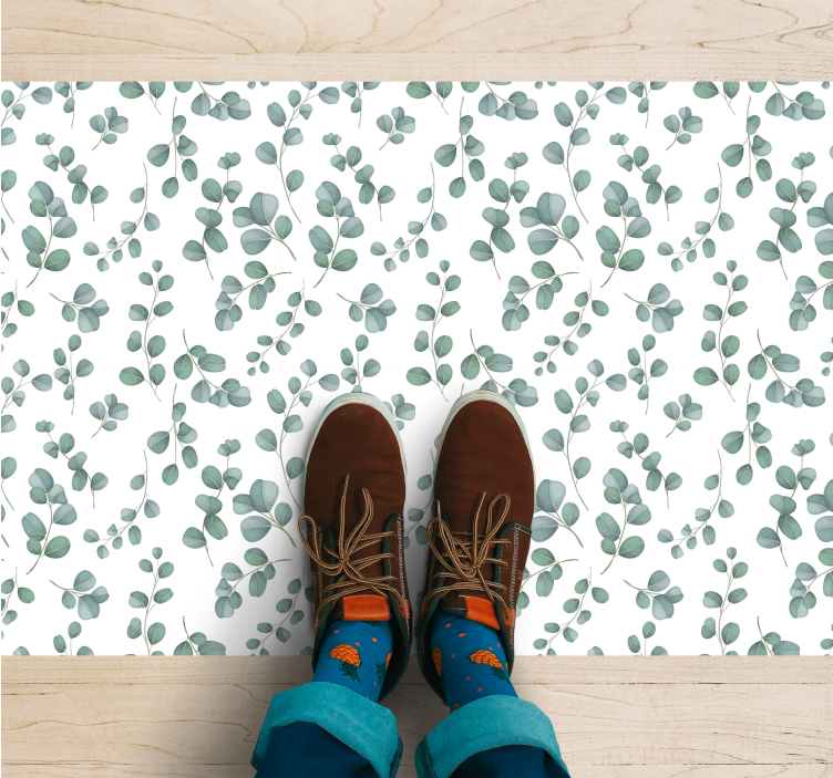 Tapete vinílico flores e plantas padrão verde elegante - TenStickers