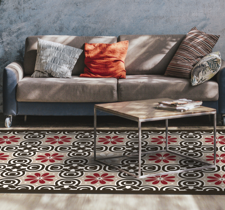 Tapete vinílico azulejos padrões circulares florais - TenStickers