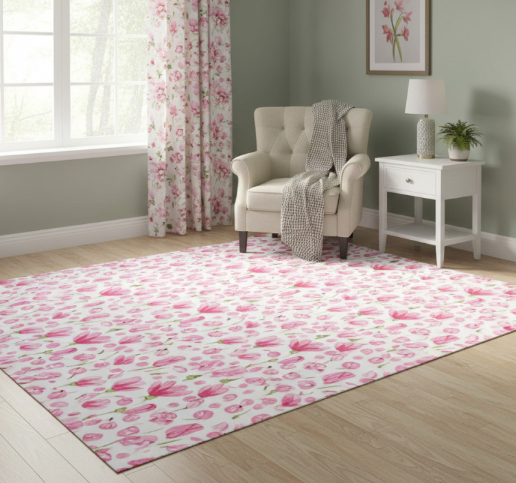 Tapete vinílico flores e plantas aquarela rosa - TenStickers